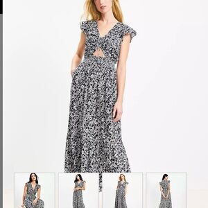 LOFT Black and White Floral Maxi Dress